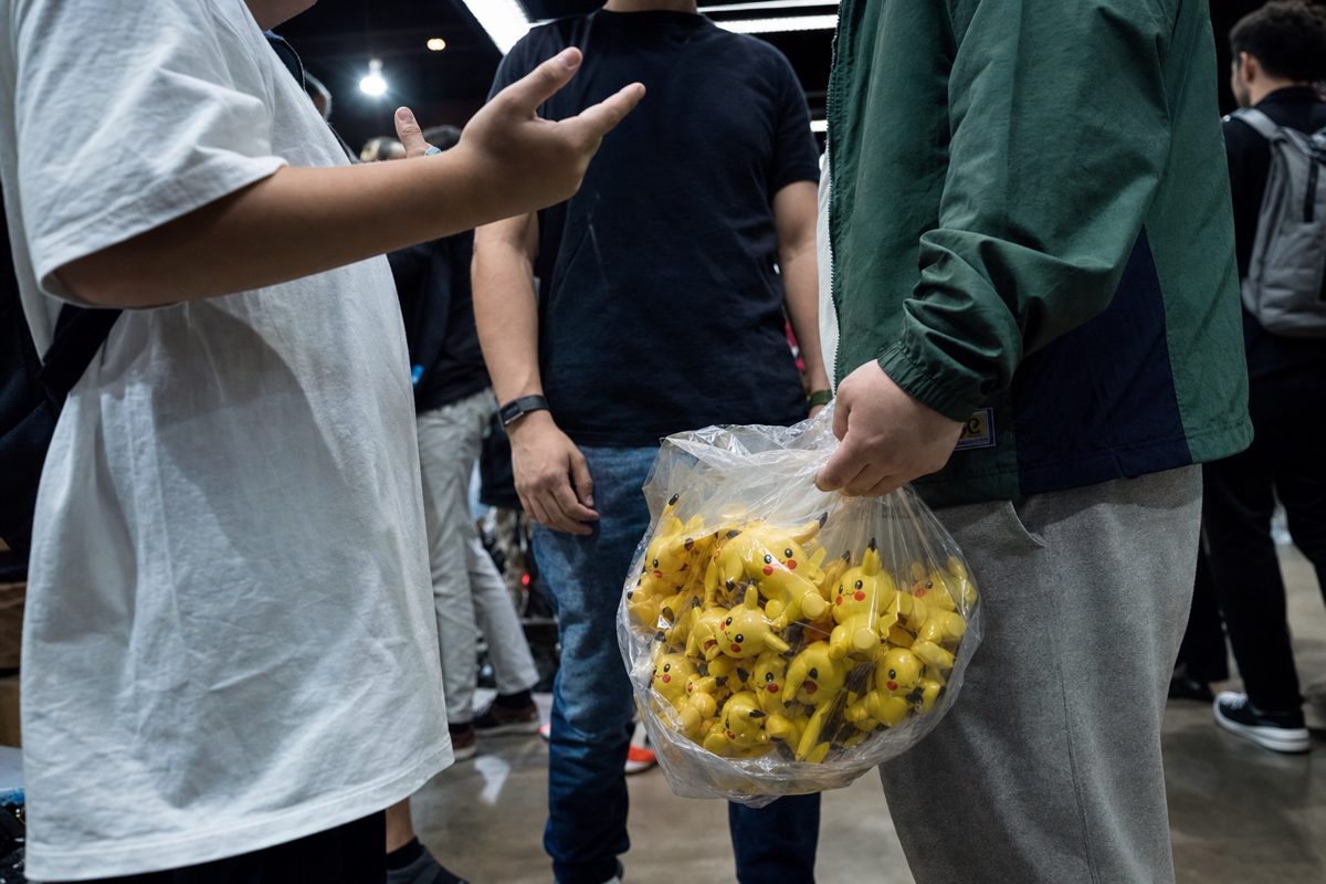 The fund borrowed fourteen Pikachu figures from children waiting in line. It sold them to children further back in the same line. It has promised to return all.