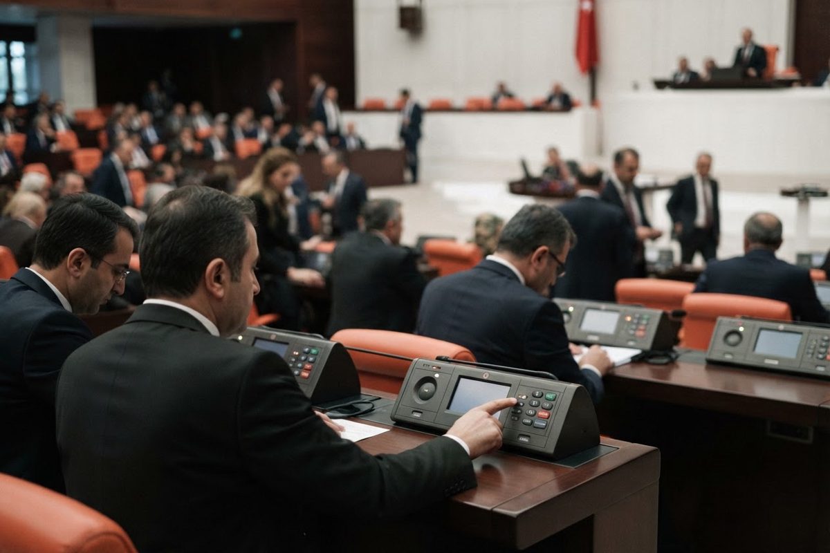 The mechanics of the bill are truly terrifying. In the Turkish parliament, they use electronic voting. A simple push of a button. Beep. Boop. Just like that, a.